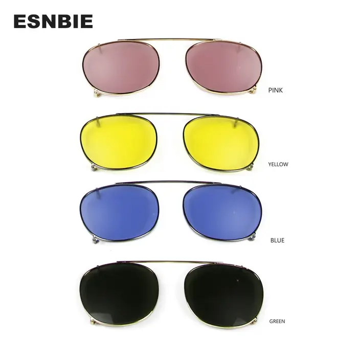 Depp Style rond Clip sur lunettes de soleil lentille bleu rose jaune vert lunettes de soleil polaris