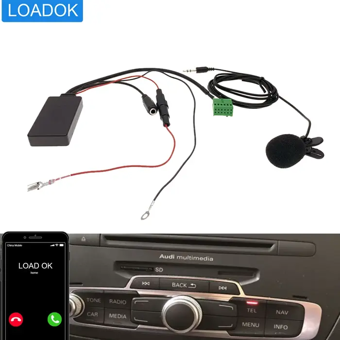 Adaptateur audio Bluetooth pour voiture, 12 broches, musique, AUX, appel mains libres, câble micro, 