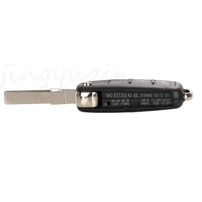 Jingyuqin 3/4 boutons voiture télécommande porte-clés 315/433Mhz ID48 pour VW Bettle CC EOS Golf Jet