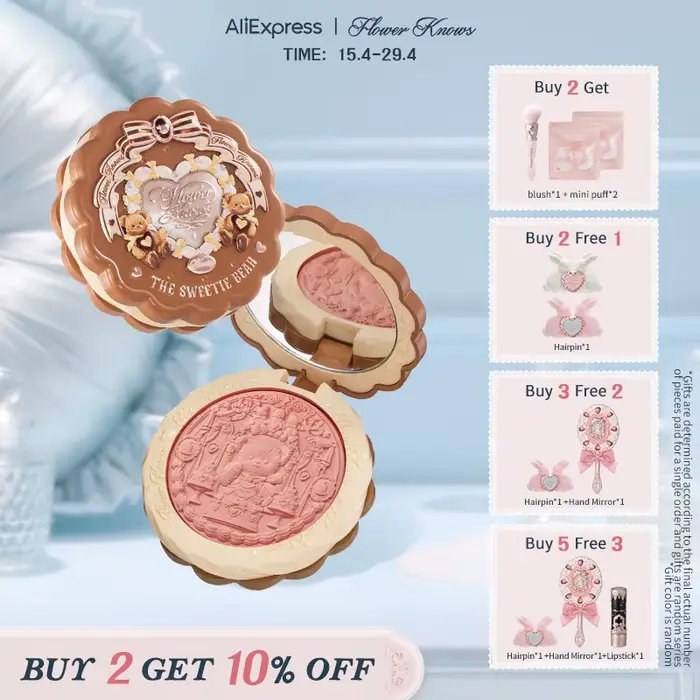 [NOUVEAU]Flower Knows The Sweetie Bear Collection Blush en satin de soie