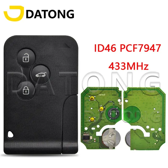 Datong World ID46 PCF7947 puce 433MHz soudage par ultrasons voiture télécommande clé pour Renault Me