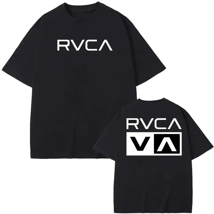 T-shirt RVCA noir en coton pour l'été, manches courtes, mode homme femme, design de marque, haut str