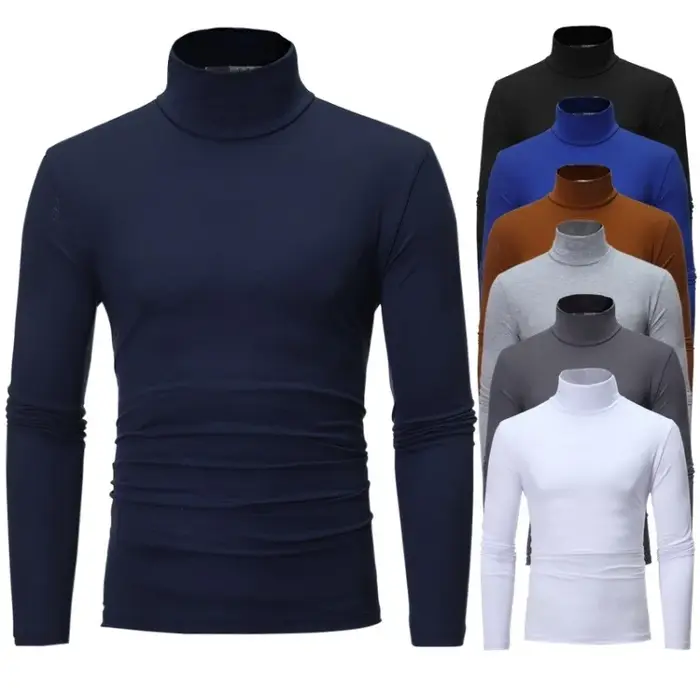 Sous-vêtements thermiques à col haut pour hommes, chemise mince coupe couvertes, t-shirt à manches l