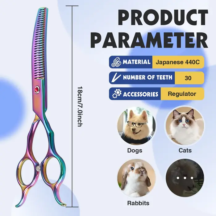 Ciseaux courbés à double lame pour toilettage des chiens, ciseaux professionnels pour la coupe du pelage, ciseaux à effiler courbés pour animaux de compagnie occaions spéciales chiens