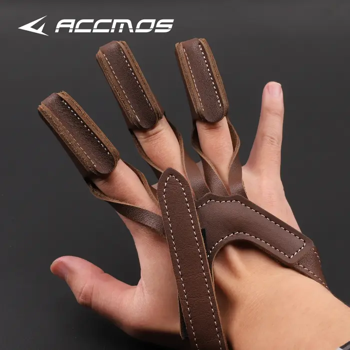 Gant d'archerie trois doigts en cuir pour arc classique, recurve et longbow - protection traditionnelle