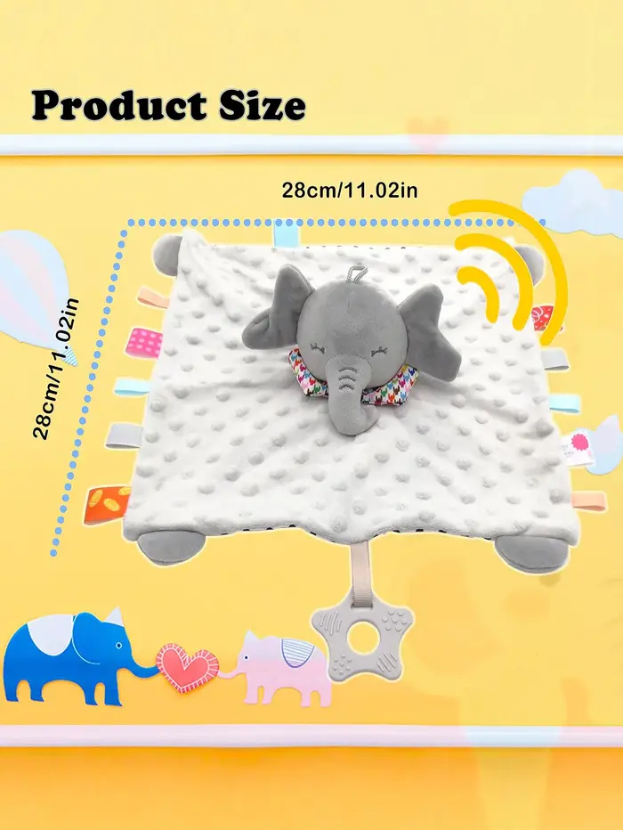Couverture de couette en forme d'éléphant pour bébé, serviette douce pour apaiser, hochet pour bébé,