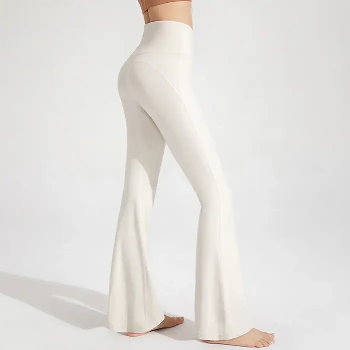 Pantalon de yoga taille haute nu pour femme, pantalon de levage de la hanche, cloche élastique, exer
