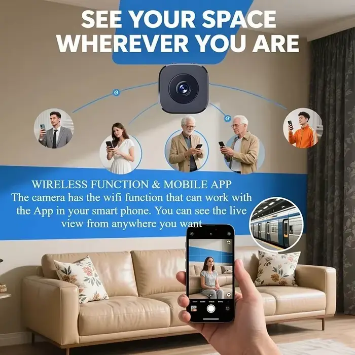 Mini caméra de sécurité 4K WiFi avec audio bidirectionnel détection mouvement et vision nocturne infrarouge