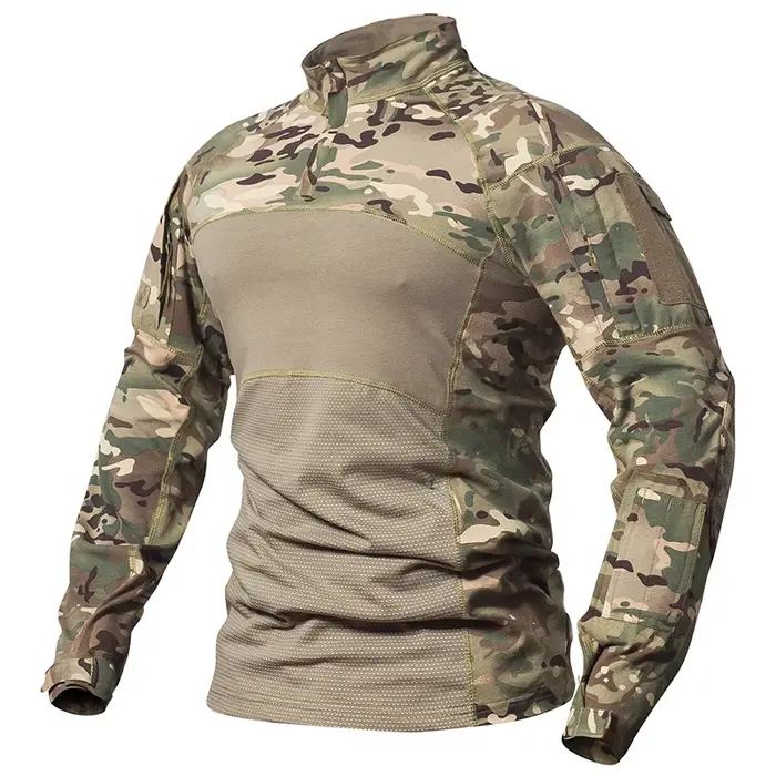 Chemise de Combat tactique de Camouflage pour hommes, en coton extensible, uniforme à fermeture écla