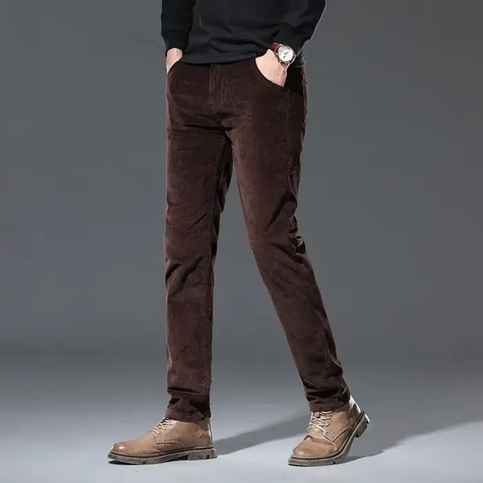 Pantalon velours polaire hiver homme nouveau chaud épais classique droit pour chasse confort