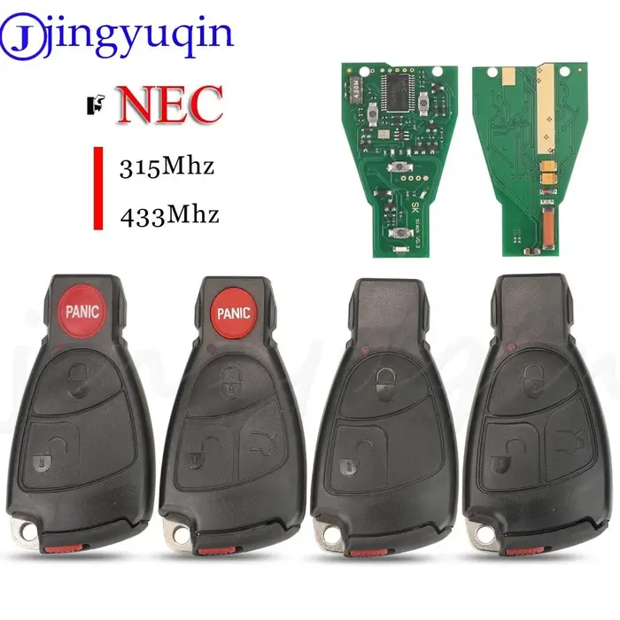 Jingyuqin – clé télécommande NEC 2/3/4 boutons, 315/433MHZ FSK, pour voiture Mercedes Benz B C E ML 