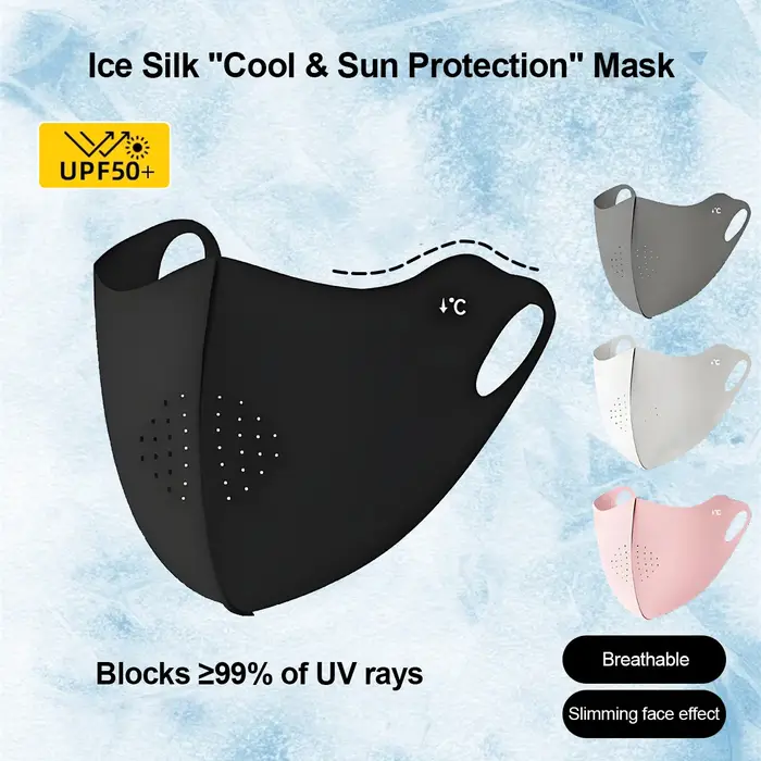 Masque Rafraîchissant en Soie Glacée pour Femme et Homme – Protection Solaire Légère, Lavable et Res