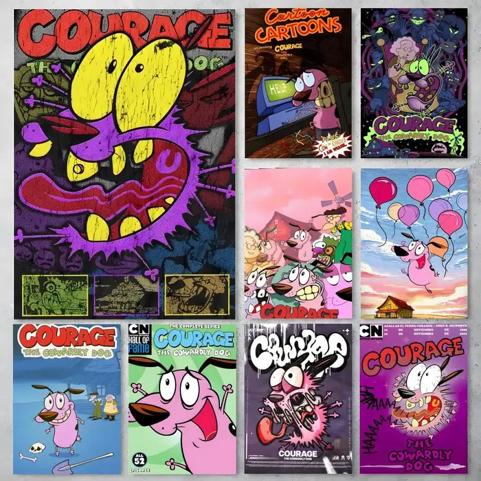 Affiche autocollante en papier imperméable, motif Anime C-Couragee the Cowardly Dog, décoration murale pour café, Bar, salle