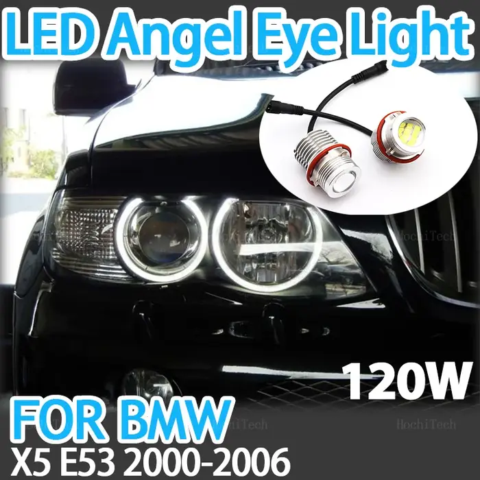 Ampoules de feux de position LED pour BMW, 120W, Canbus Brave Free, Angel Eyes, BMW X5 Series E53 3.