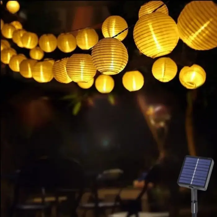 Guirlande de lanterne solaire blanche 5M10LED/8M20LED, avec 8 modes d'éclairage, adaptée à la décora
