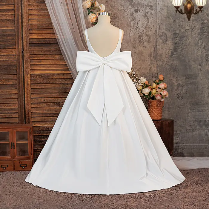 Robe de soirée de baptême pour filles, élégante, avec nœud, à la mode, pour mariage, demoiselles d'h