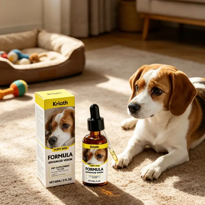 Compléments pour les yeux des chiens Kriath, protection des yeux canins, maintien de la santé, améli