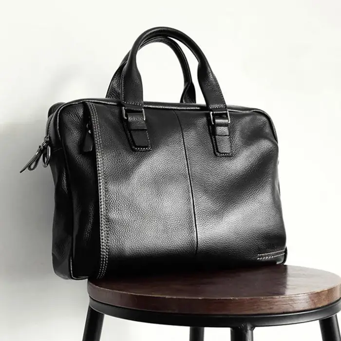 Sac à main d'affaires en cuir de vache de haute qualité pour hommes, sac à bandoulière 100% mallette