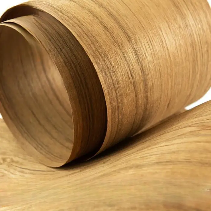 Placage en bois pour meubles en teck thaïlandais véritable naturel, environ 30x250cm, 0.5mm d'épaiss