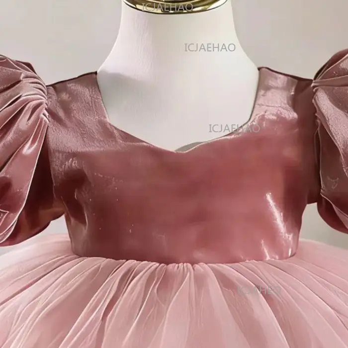 Robe de princesse pour enfants, manches bouffantes, nouveau costume de soirée élégant pour enfants, 