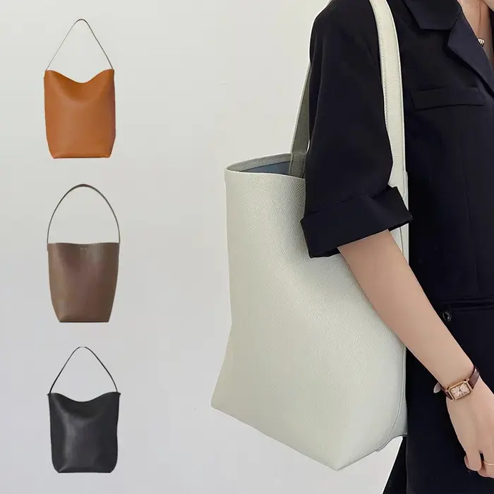 Sac à main en cuir véritable pour femme, couleur unie, minimaliste, sac à bandoulière, sac seau