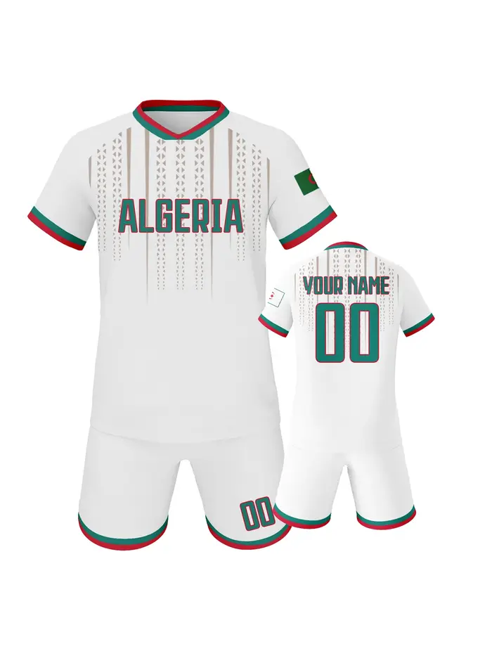Ensemble de football personnalisé de l'Algérie avec nom et numéro, tenue d'entraînement respirante d