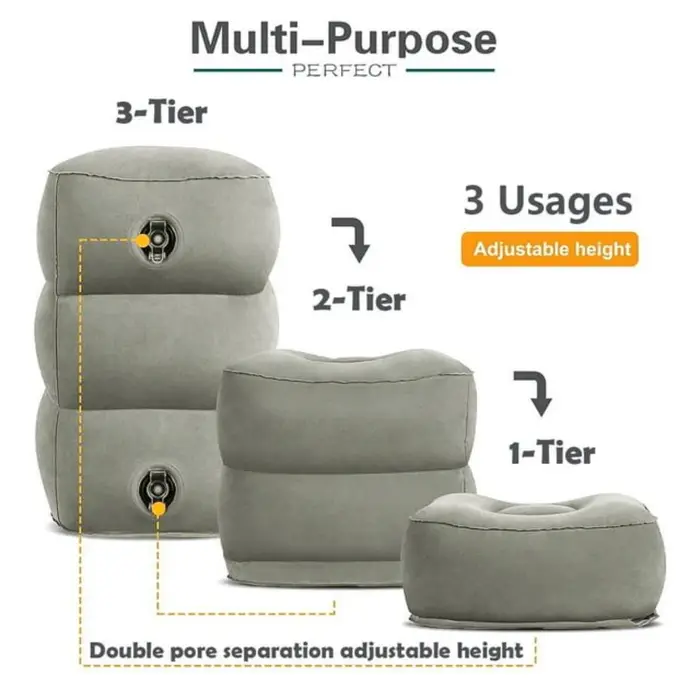 Oreiller gonflable de repose-pieds de couchage pour les voyages aériens, coussin de repose-pieds de 
