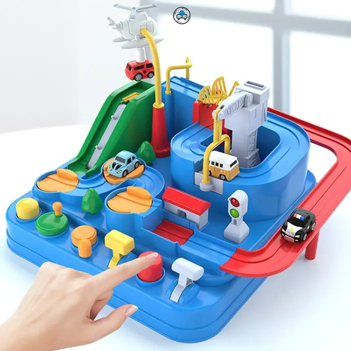 Modèle de voiture sur Rail de course, jouets éducatifs pour enfants, jeu d'aventure sur piste, cerveau mécanique, Train interactif, animaux, jouet fusée spatiale