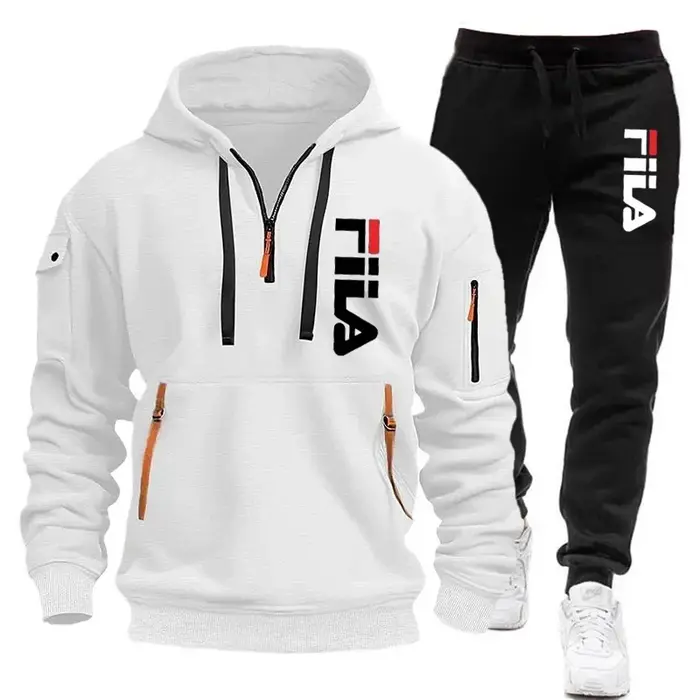 Nouvel ensemble sportif homme automne-hiver 2026 : sweat à capuche multi-poches zippé et pantalon, e