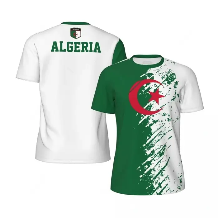 T-shirt de Football graphique drapeau algérie pour hommes, emblème National imprimé en 3D, T-shirt d