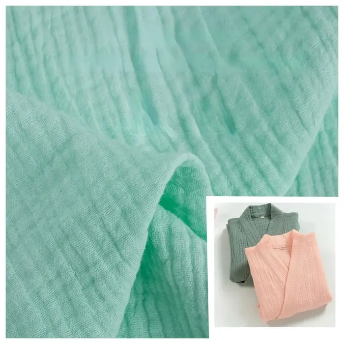 Tissu en gaze double couche de coton, doux et confortable, matière en pur coton, printemps-été, pour robe, tissu au mètre, DIY