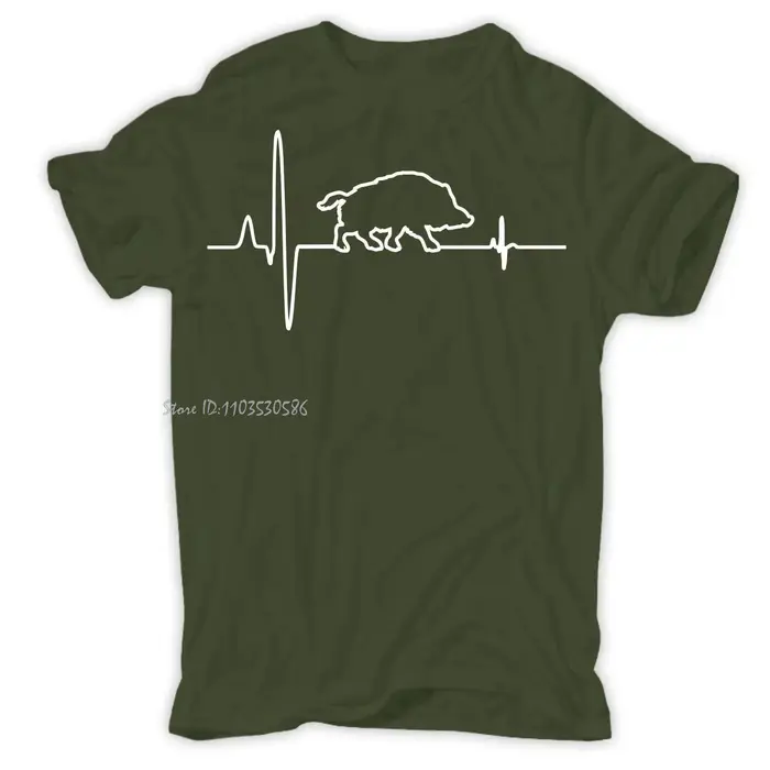 Drôle sanglier battement de coeur heureux chasse conception coton T-shirt nouveau