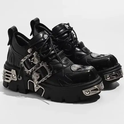 Peau de vache Rock flamme tendance sculpture Punk foncé petit cuir crâne conception bas gothique à s