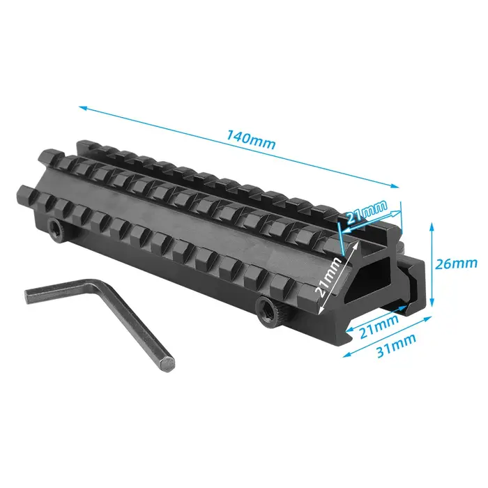Base de montage d'optique tactique inclinée à angle décalé, rail latéral Picatinny 20 mm, support un