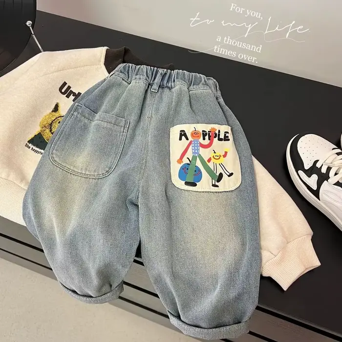 Printemps automne enfant en bas âge garçons Denim pantalon coton Animepattern Babys garçons jean déc