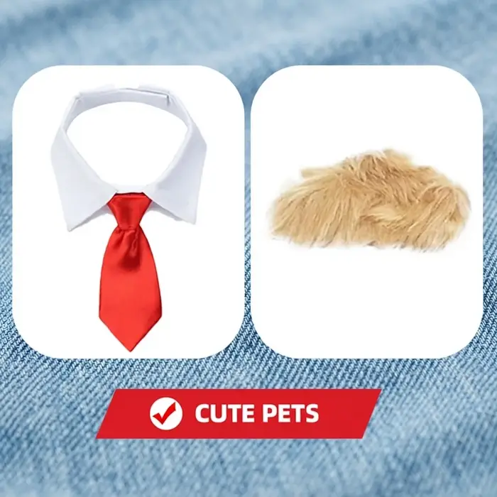 Ensemble de costume drôle pour chien avec perruque et nœud papillon, tenue de cosplay pour animaux d