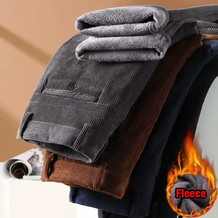 Pantalon velours côtelé hiver homme épais chaud stretch classique pour chasse élégante