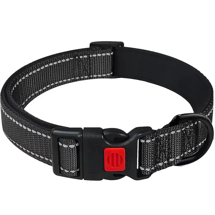 Collier de chien en fonte réglable, collier rembourré en nylon respirant en néoprène souple pour chi