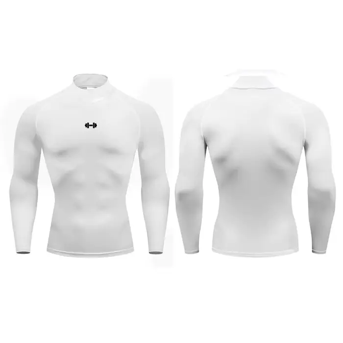 T-shirts de course pour hommes Compression à manches longues chemises de Sport haltère Fitness entra