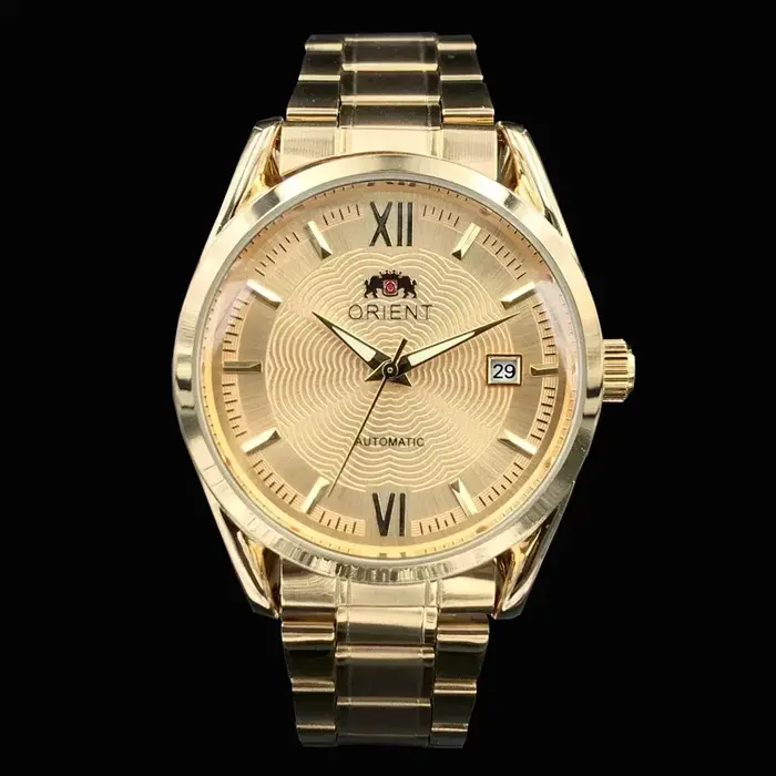 Montre automatique homme ORIENT Double Lion classique boîtier or acier inoxydable mouvement mécanique luxe