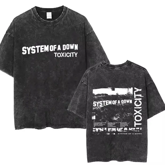Système d'un Album de toxicité duvet graphique lavé T-shirts hommes femmes Rock surdimensionné t-shi