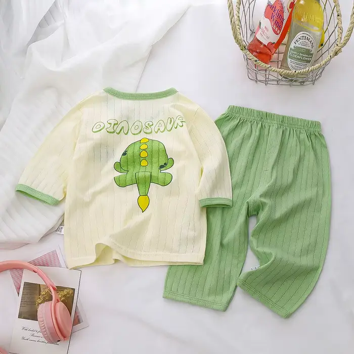 Ensemble pyjama en coton pour bébé, manches longues, vêtements de nuit pour bébé, dessin animé, vête