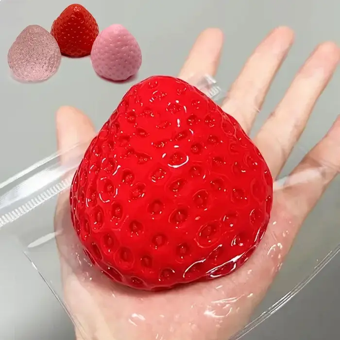 Grande fraise presser Taba Squishy jouet Kawaii rouge rose Squishies Fidget jouet Fruits légumes dou