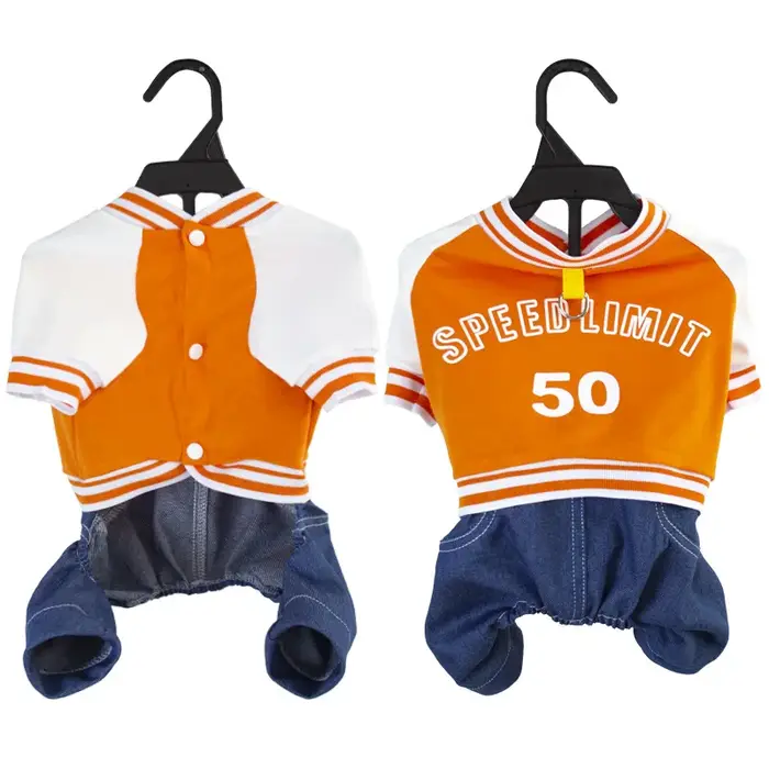 Veste de combinaison pour chien avec pantalon en jean, salopette de costume, tenue une pièce à 4 pat