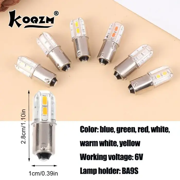 BA9S-Ampoule LED 6V, Ampoules de Mise à Niveau, 4LED, Remplacement pour Lampe de Poche, Sauna, Moteu