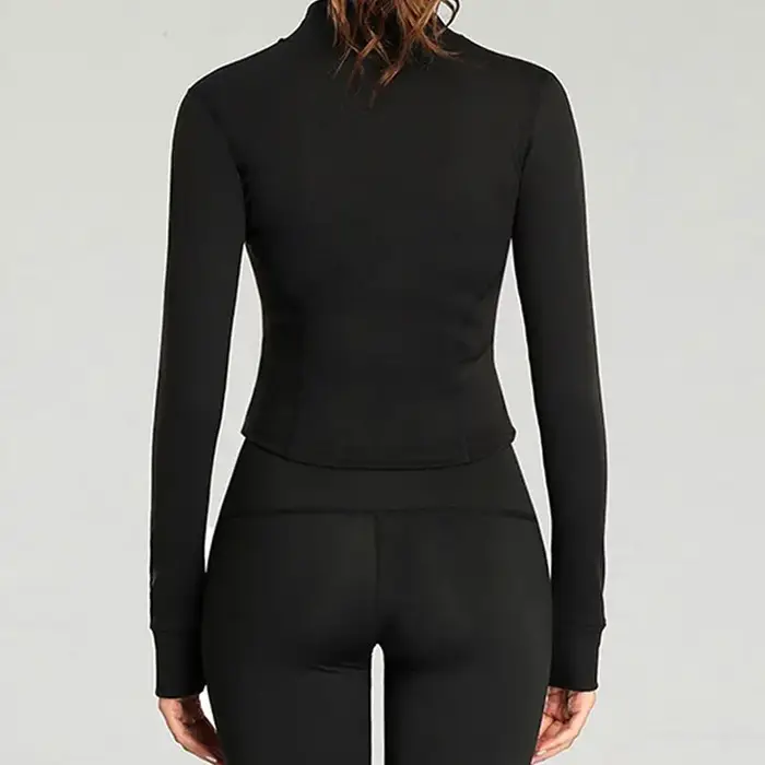 Veste de survêtement coupe cintrée pour femme, manteau de fitness à manches longues, veste de yoga a