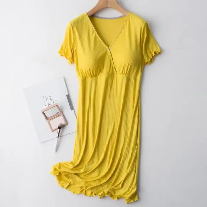 Pyjama allaitement maternité vêtements grossesse ete coton robe pour femme enceinte chemise de nuit