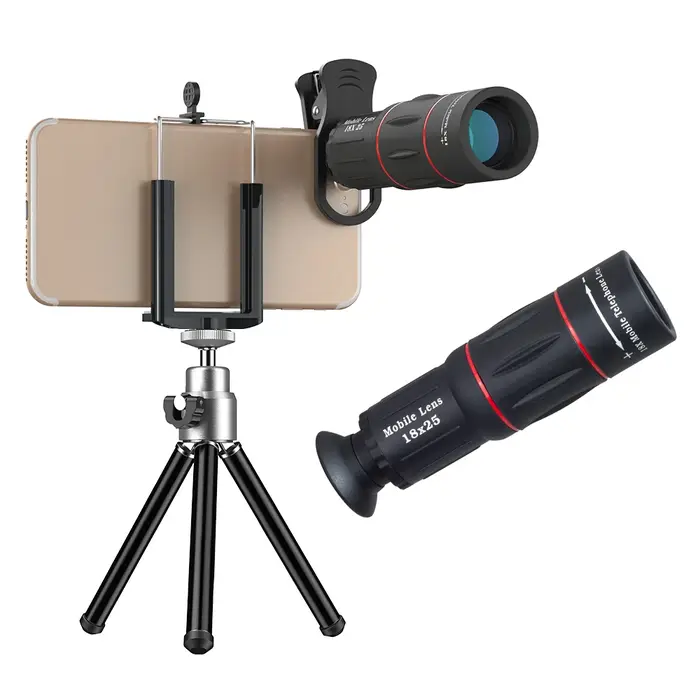 Objectif téléphone APEXEL 18x25 avec trépied - Zoom téléphoto pour observations naturalistes et chasse