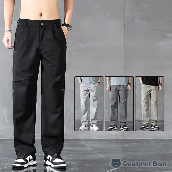 Pantalon long décontracté pour homme, coupe droite, taille élastique, couleur unie, idéal pour le pr