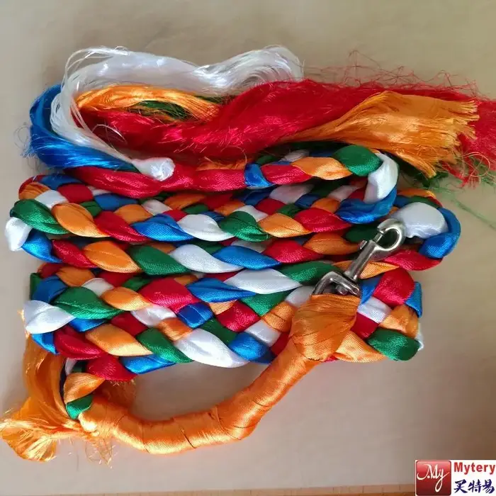 Laisse pour chien colorée fée nouée pour mastiff tibétain 2,3-2,4 mètres de long pour Zang'ao